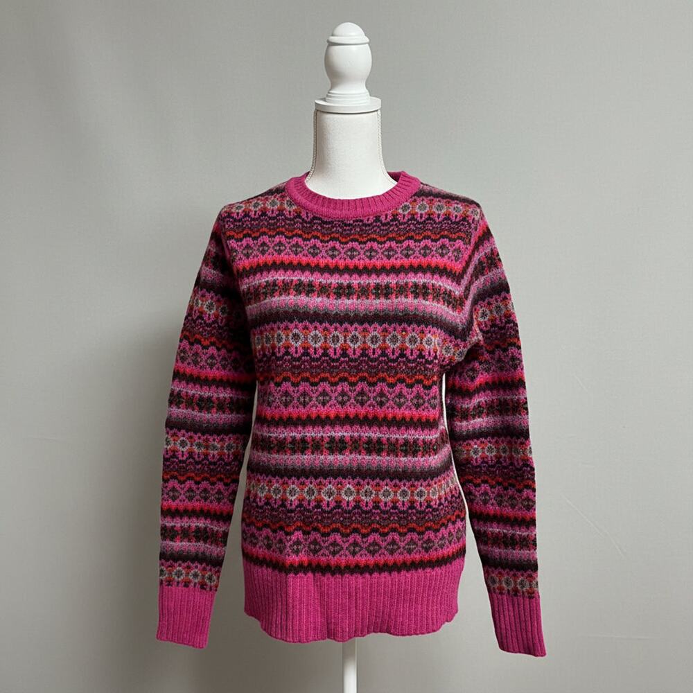 Molly Goddard hot pink Fair Isle sweater, size XS